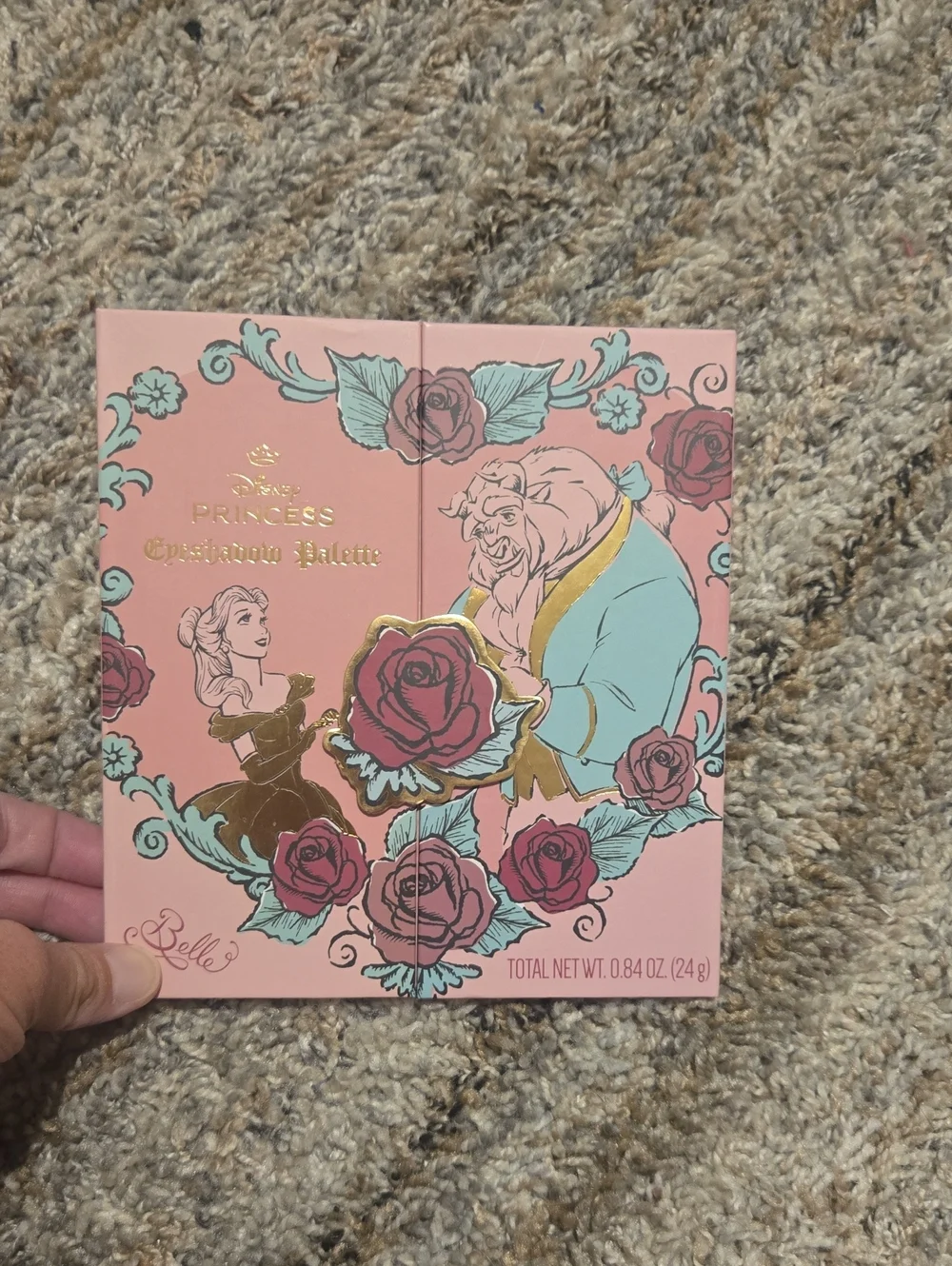 🦋Disney Pink & Gold Belle and Beast Rose Compact
